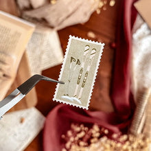 Load image into Gallery viewer, Small sheet of Frosty Winter stamp stickers - red and green