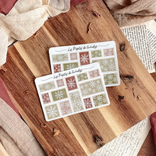 Load image into Gallery viewer, Small sheet of winter snowflake stamp stickers - red and green
