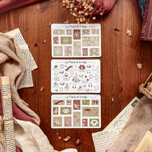 Load image into Gallery viewer, Small sheet of Frosty Winter stamp stickers - red and green