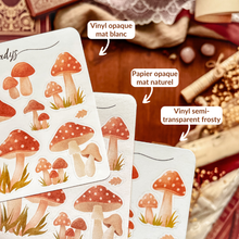 Charger l'image dans la galerie, Petite planche de stickers Champignons Marché d'Automne