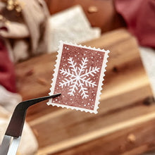 Load image into Gallery viewer, Small sheet of winter snowflake stamp stickers - red and green