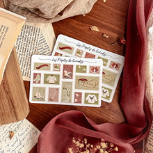 Load image into Gallery viewer, Small sheet of Frosty Winter stamp stickers - red and green