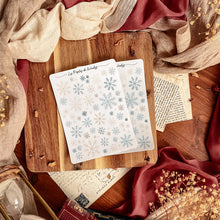Load image into Gallery viewer, Large sheet of winter snowflake stickers - blue and beige