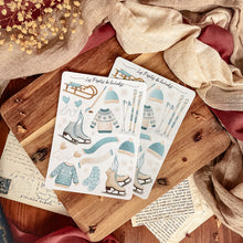 Load image into Gallery viewer, Large sheet of Frosty Winter stickers - blue and beige