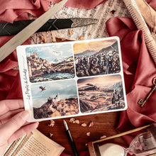 Load image into Gallery viewer, Large sticker sheet of medieval fantasy scenes