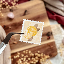 Load image into Gallery viewer, Small sheet of Lemon stamp stickers