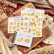 Load image into Gallery viewer, Small sheet of Lemon stamp stickers