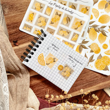 Load image into Gallery viewer, Small sheet of Lemon stamp stickers