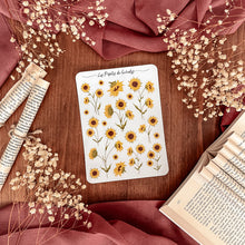 Load image into Gallery viewer, Large sheet of sunflower stickers