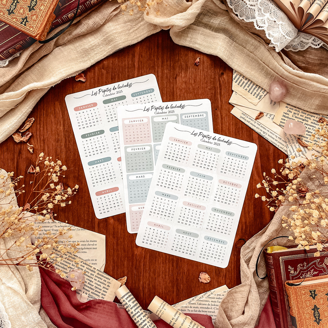 Large sheet of calendar stickers - spring colors