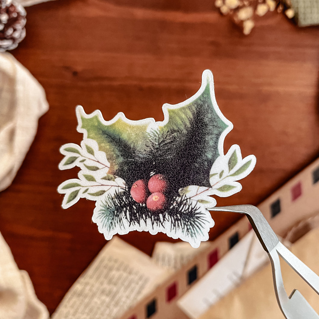 Sticker unique Houx de Noël à fini givré - Patreon