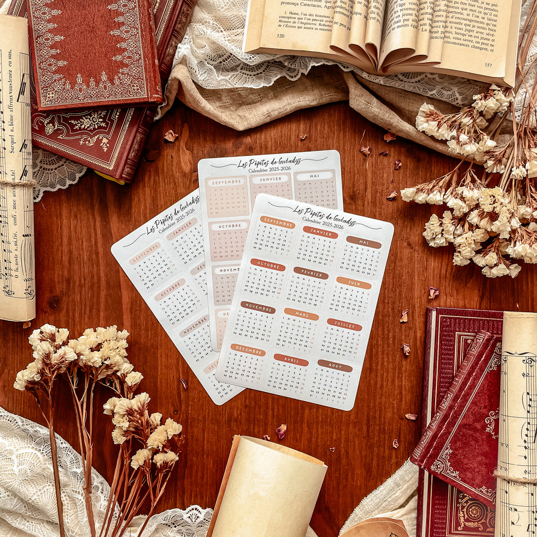 Large sheet of calendar stickers - autumnal colors